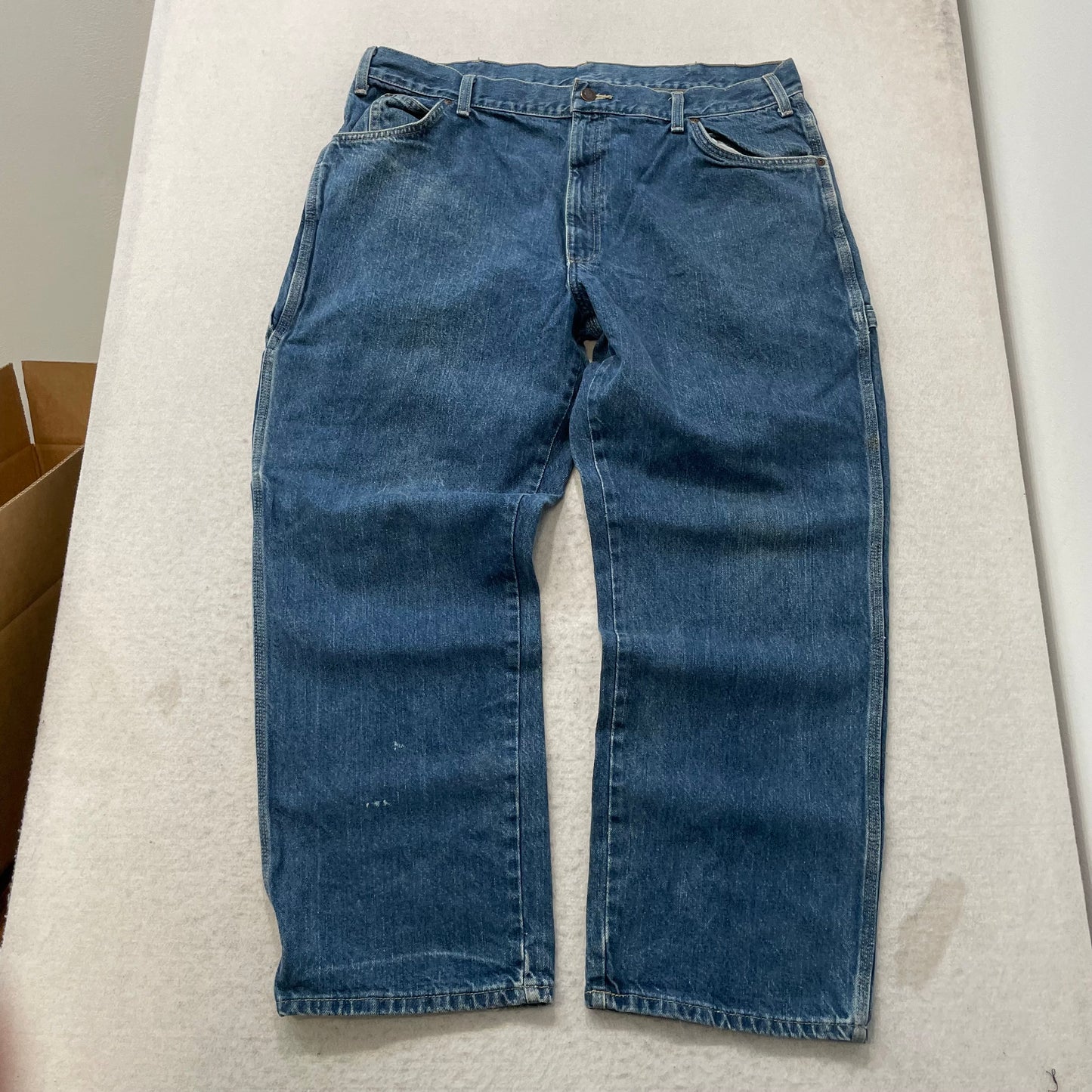 Dickies Men's Blue Loose Fit Carpenter Denim Jeans Pockets Classic Logo Size W39