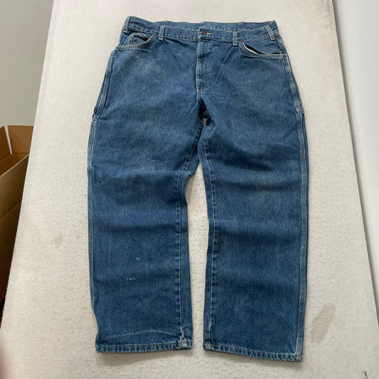 Dickies Men's Blue Loose Fit Carpenter Denim Jeans Pockets Classic Logo Size W39