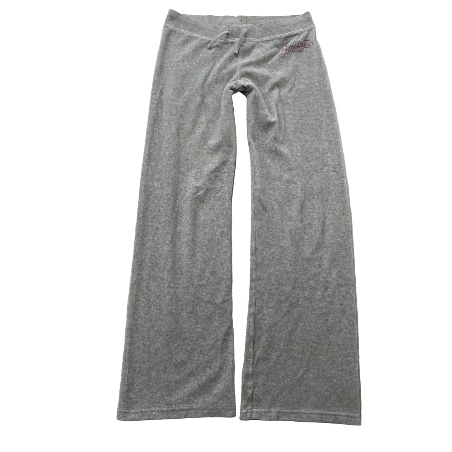 Juicy Couture Women's Heather Gray Velour Flared Track Pant Logo Preppy Size 14