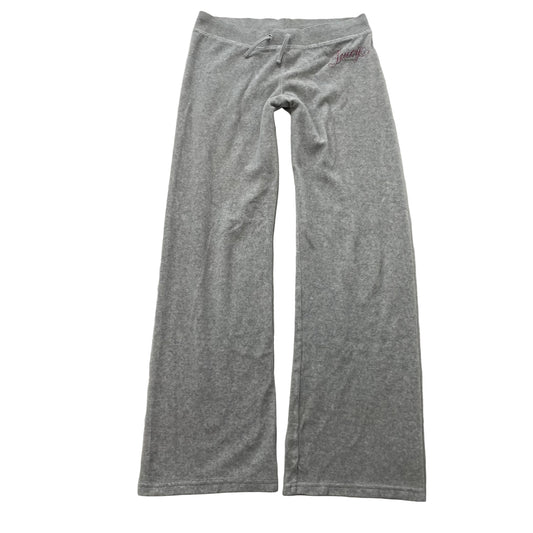 Juicy Couture Women's Heather Gray Velour Flared Track Pant Logo Preppy Size 14