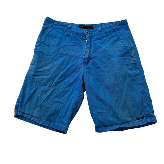 Oakley Men's Bright Blue Cotton Blend Chino Shorts Zip Fly Pockets Logo Size 33