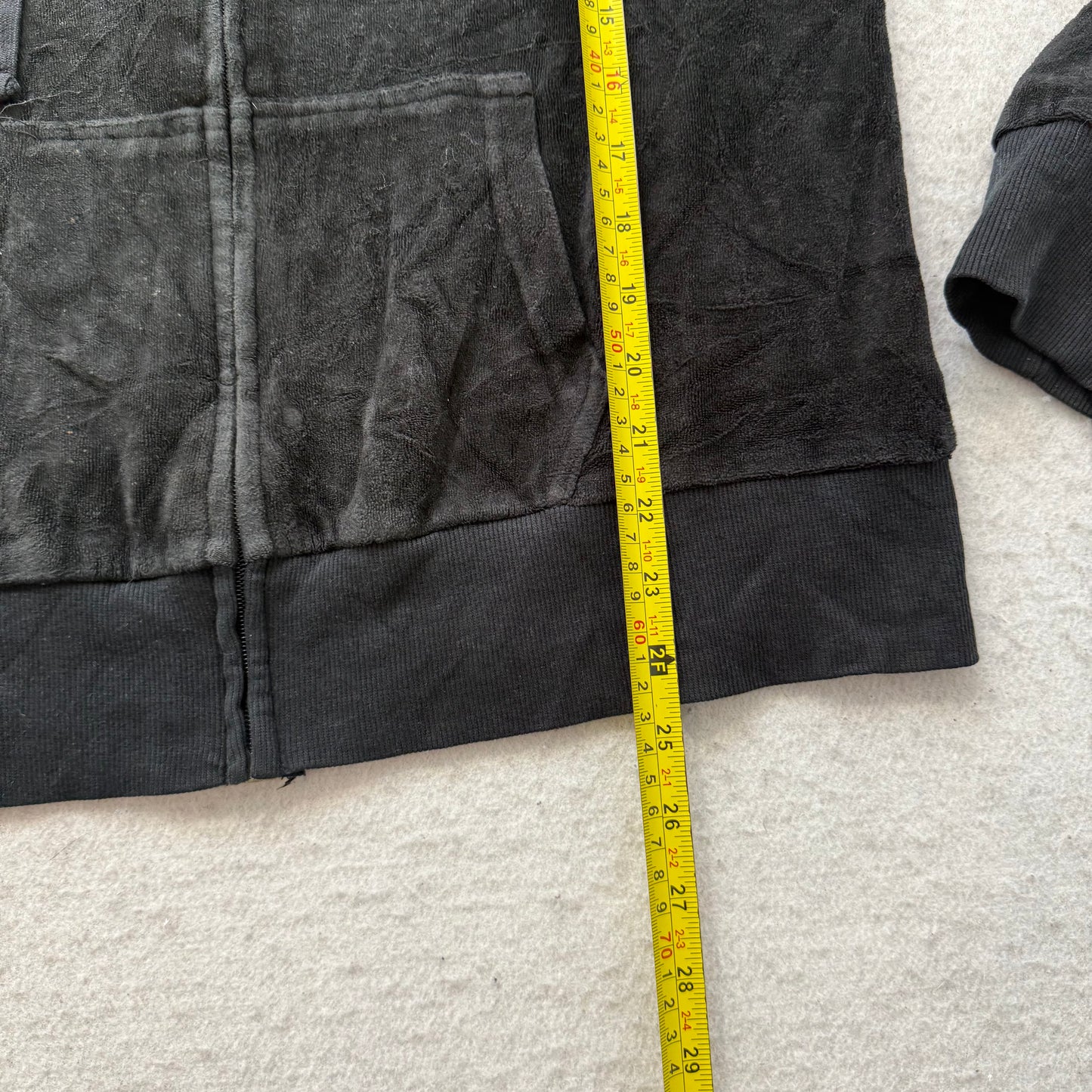 Juicy Couture Women's Black Velour Tracksuit Set Zip-Up Hoodie & Pant Size XL