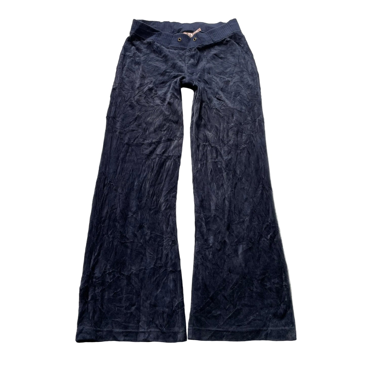 Vintage Juicy Couture Women's Navy Velour Flared Track Pants Loungewear Size S