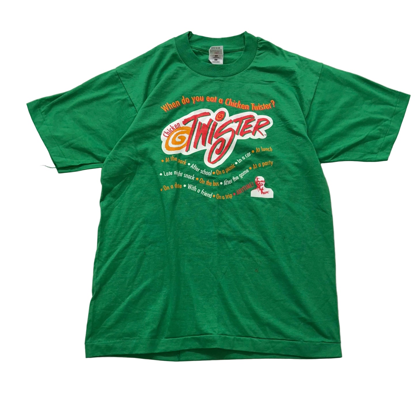 Fruit of the Loom Men's Kelly Green Cotton T-Shirt Short Sleeves Graphic Size M