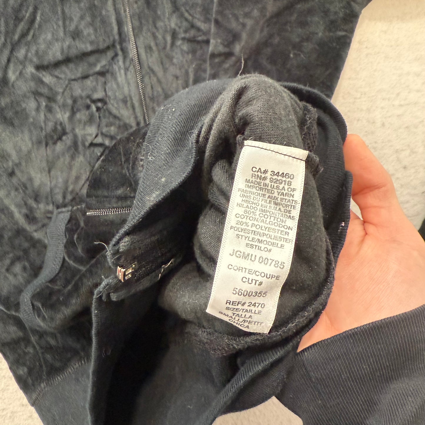 Vintage Juicy Couture Scottie Dogs Black Velour Hoodie Made In The USA Size S