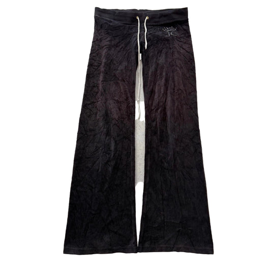 Juicy Couture Women's Faded Black Velour Flare Track Pant Loungewear Y2k Size XS