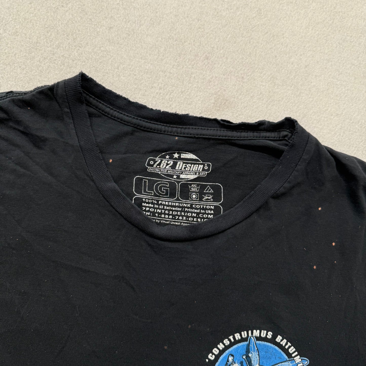 Vintage 7.62 Design US Navy Seabees Superbee Men's Black Graphic T-Shirt Size L
