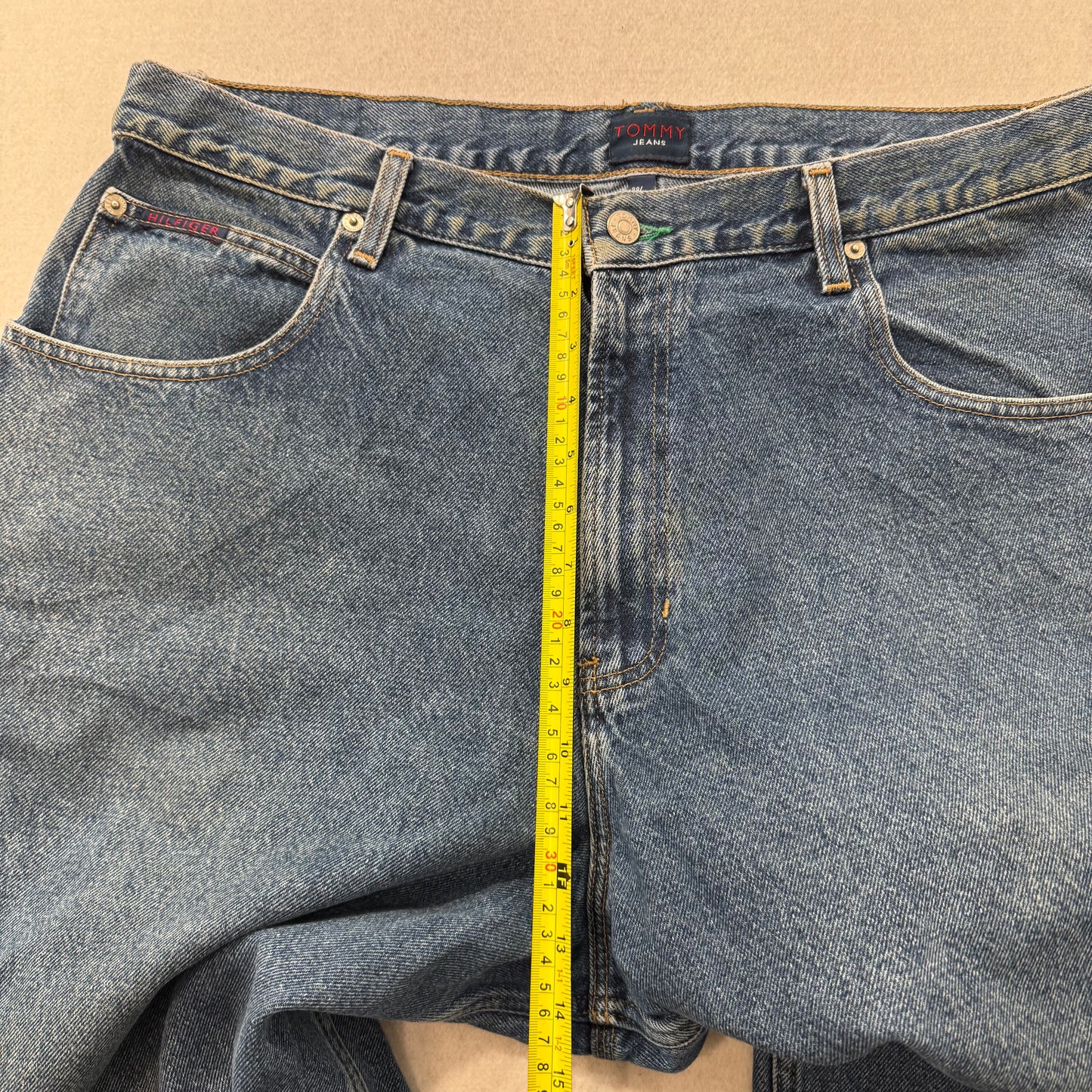 Tommy Hilfiger Men's Blue Baggy Carpenter Jeans Workwear Tool Pockets Waist 38
