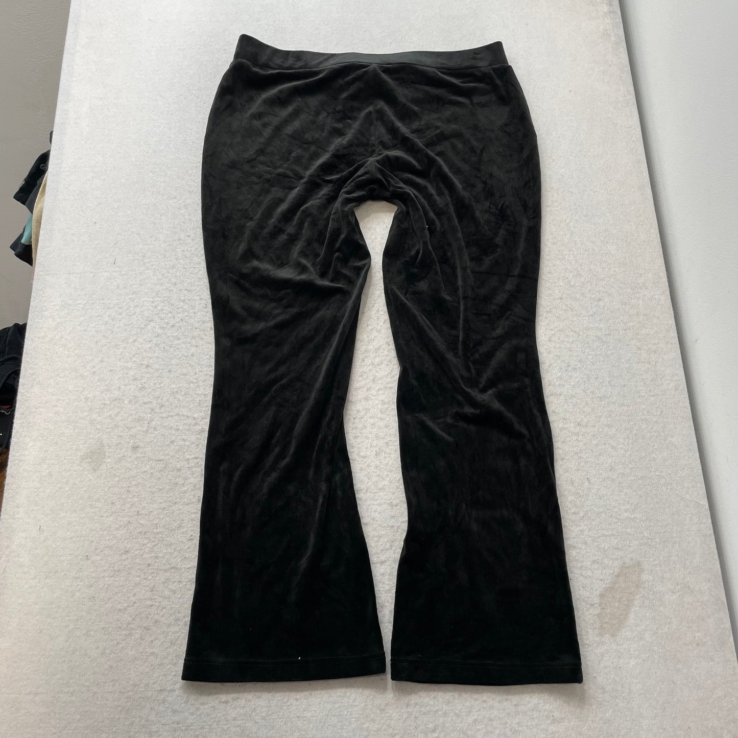 Juicy Couture Women's Black Velour Flared Track Pants Rhinestones Logo Size XL