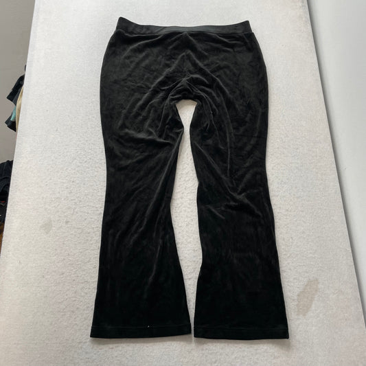Juicy Couture Women's Black Velour Flared Track Pants Rhinestones Logo Size XL