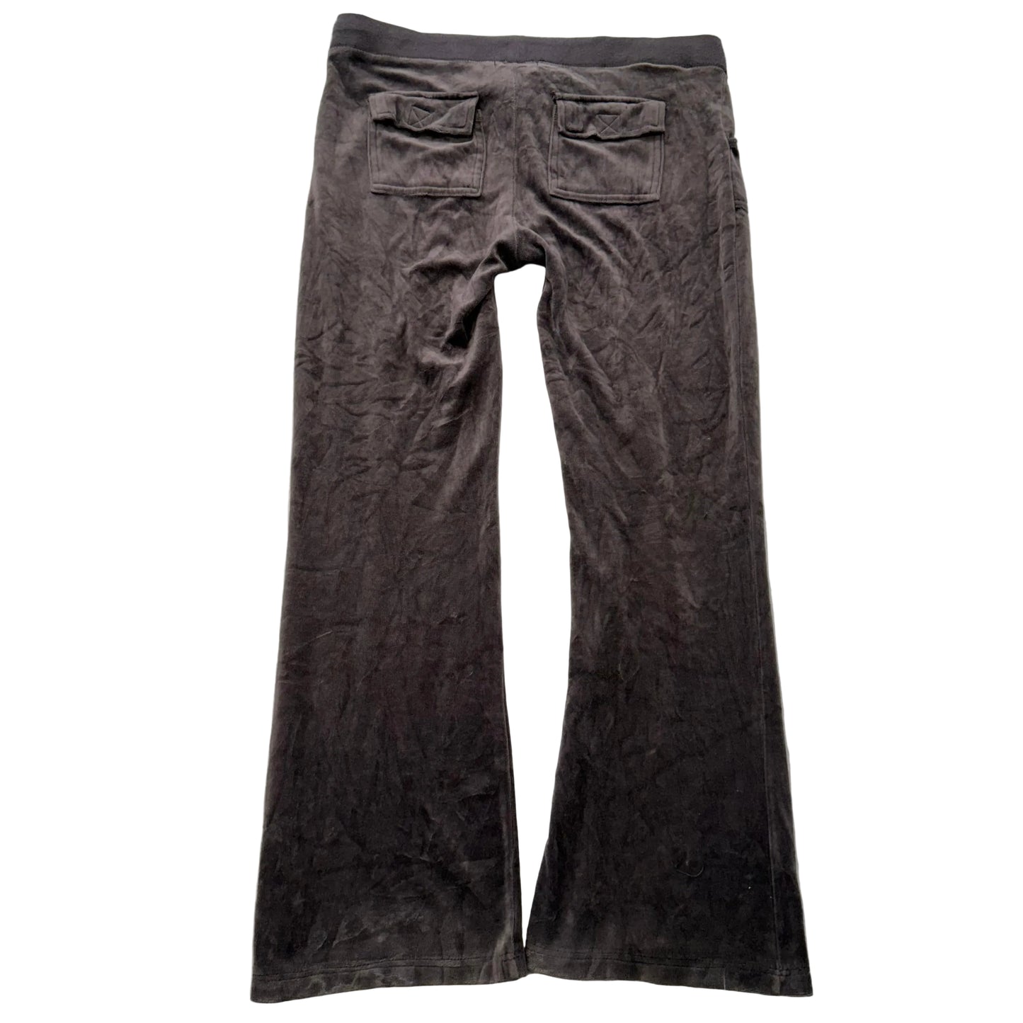Juicy Couture Womens Coffee Bean Velour Flare Track Pant Back Flap Pocket Size M