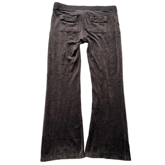 Juicy Couture Womens Coffee Bean Velour Flare Track Pant Back Flap Pocket Size M