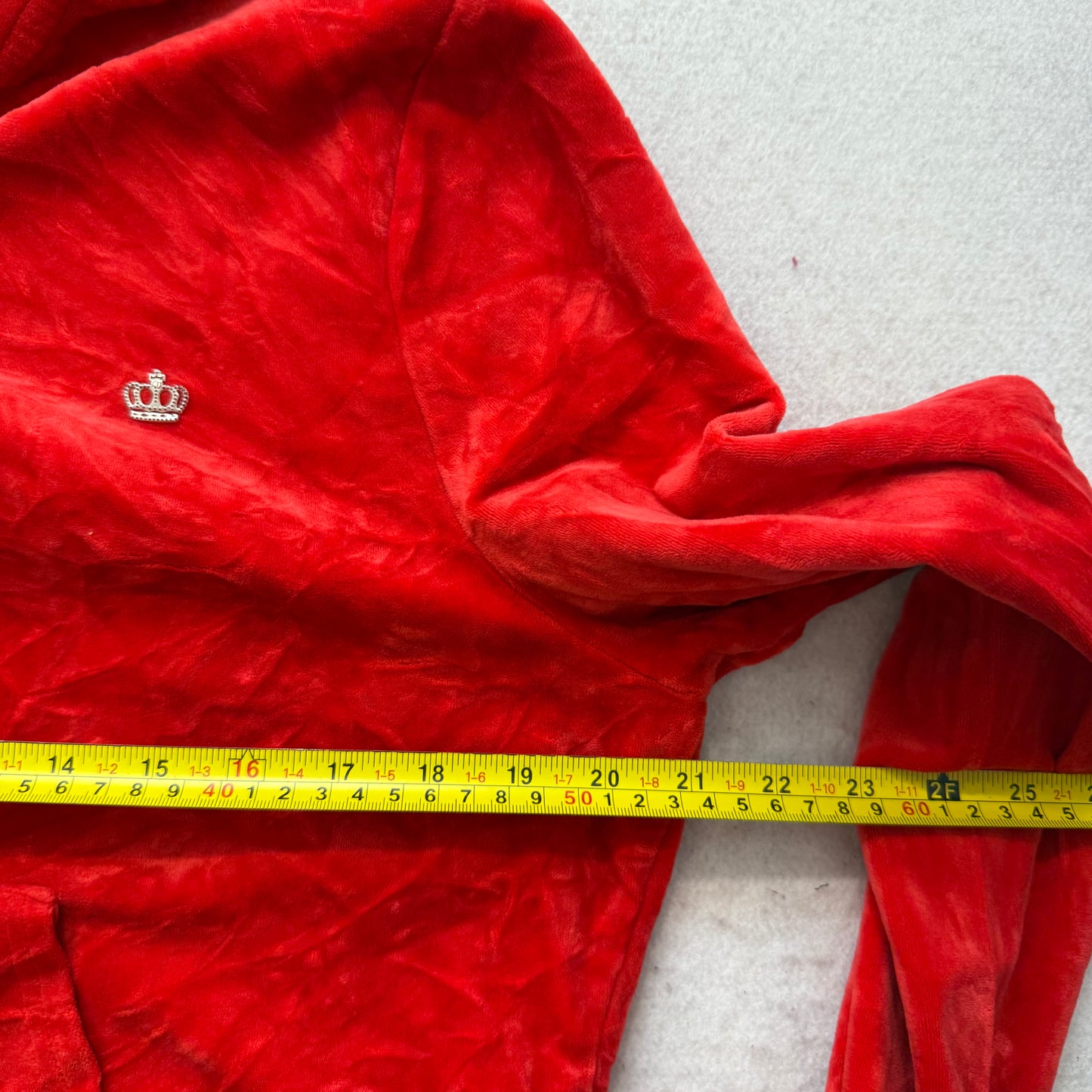 Juicy Couture Women's Scarlet Velour Zip Up Hoodie Crown Logo Preppy Size 2XL