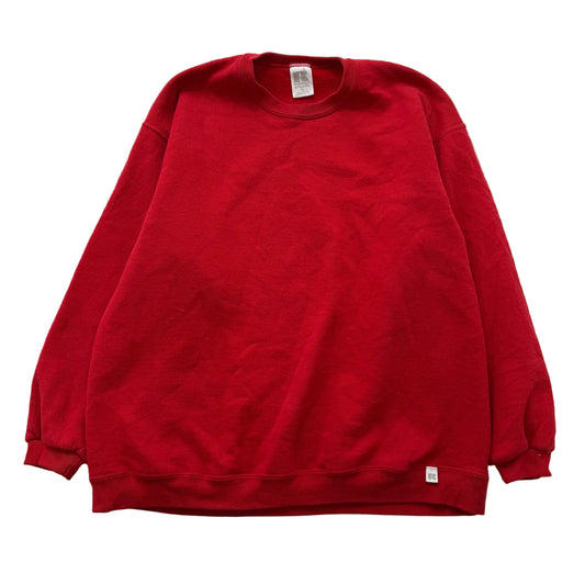 Russell Athletic Mens Vibrant Red Sweatshirt Long Sleeves Crew Neck Logo Size XL