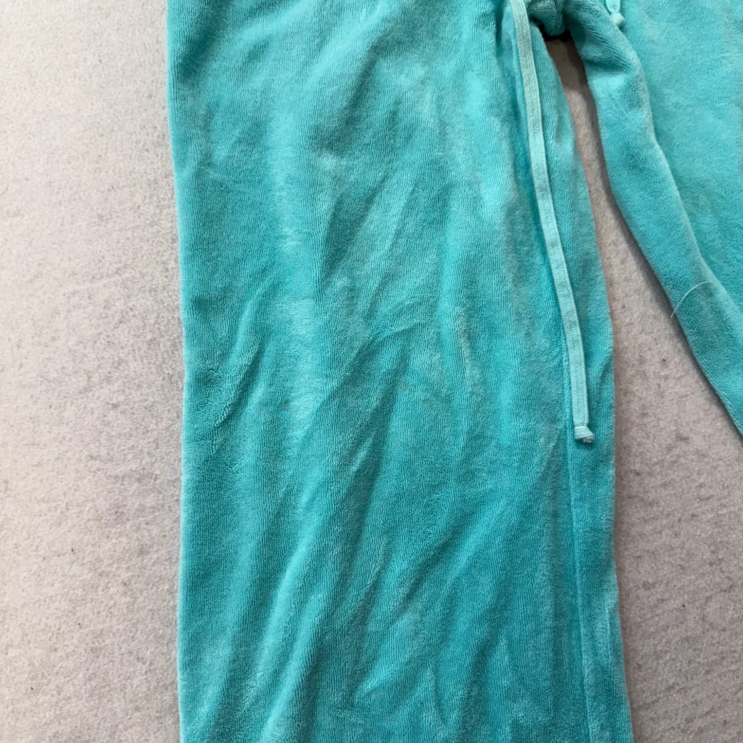 2003 Vintage Juicy Couture Women's Aqua Capri Pant Crochet Lace Trim Y2k Size S