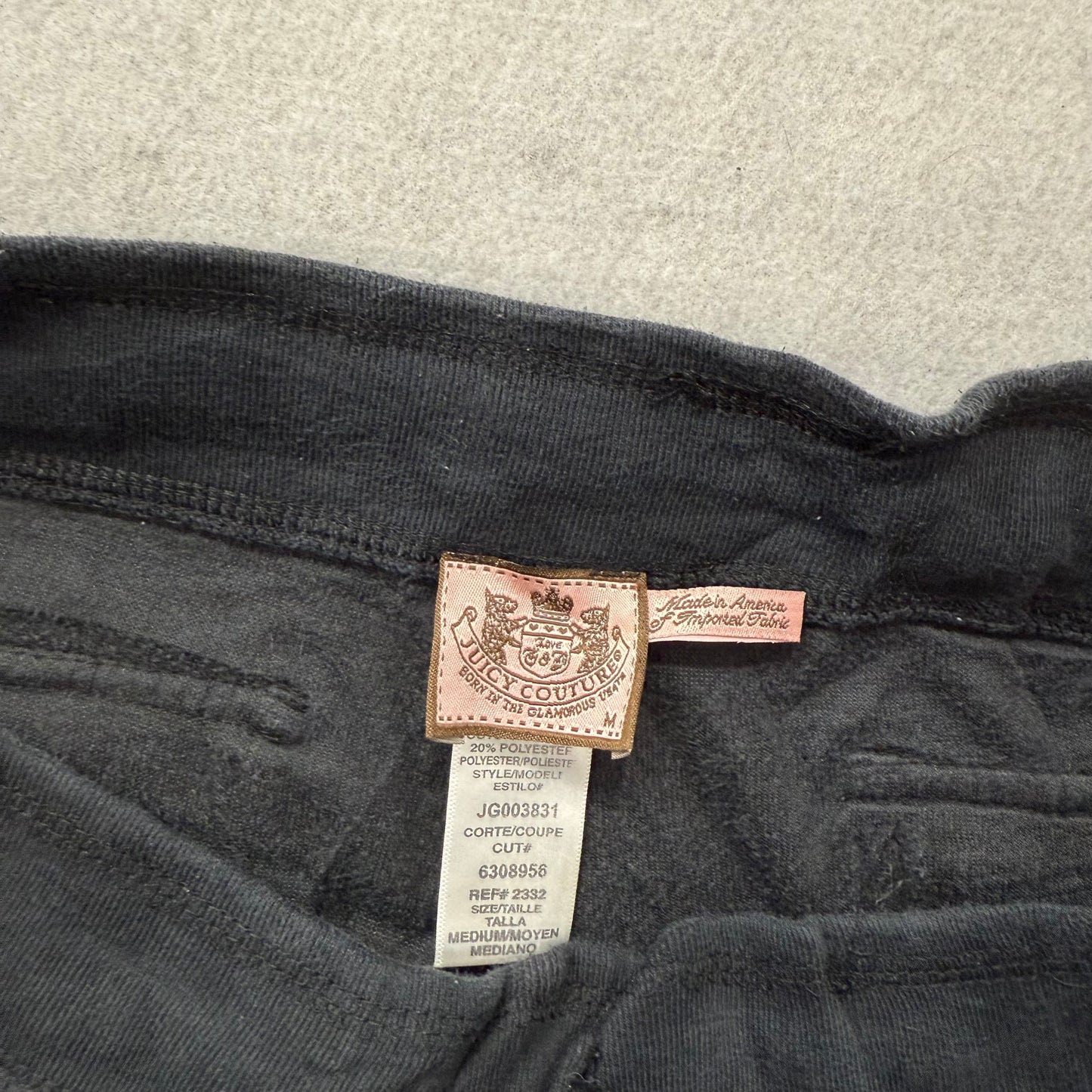Juicy Couture Women's Black Velour Flared Track Pant Back Snap Pockets Size M