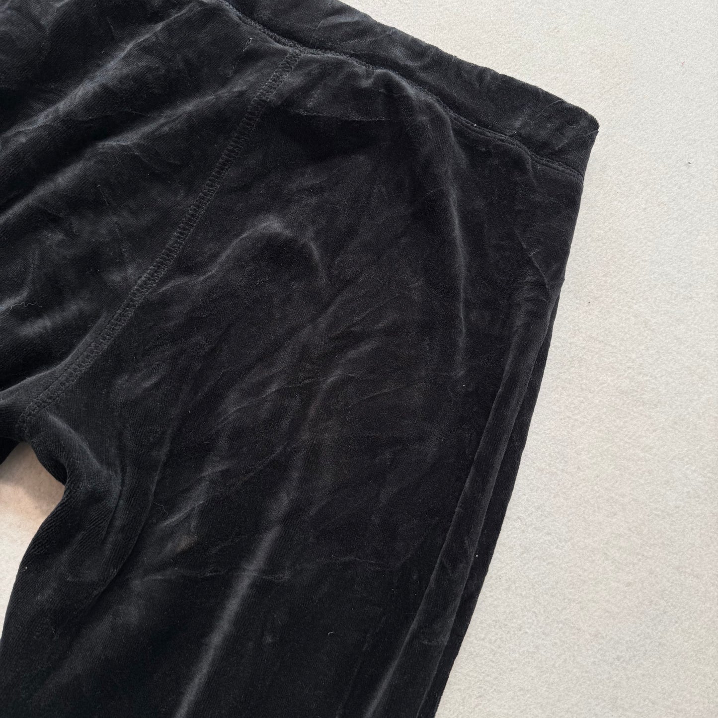 Vintage Juicy Couture Women's Black Velour Wide Leg Track Pant Drawstring Size S
