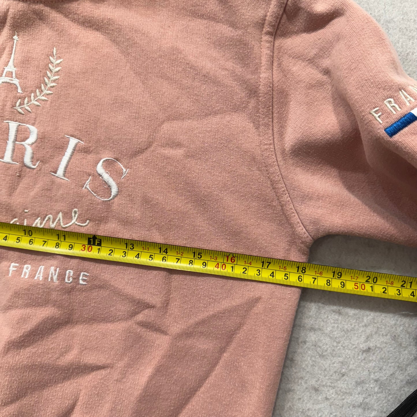 Paris Tour D'Or Womens Dusty Pink Fleece Sweatshirt Embroidered Crewneck Size XS