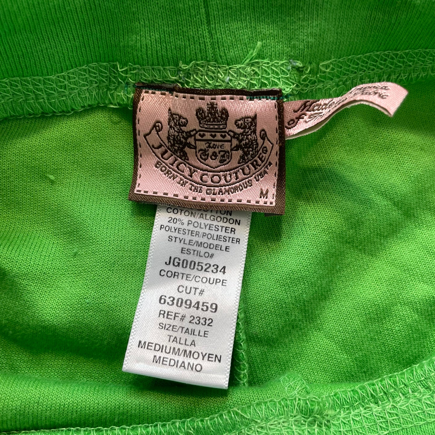 Juicy Couture Womens Green Terry Cloth Flared Track Pants Rhinestone Logo Size M