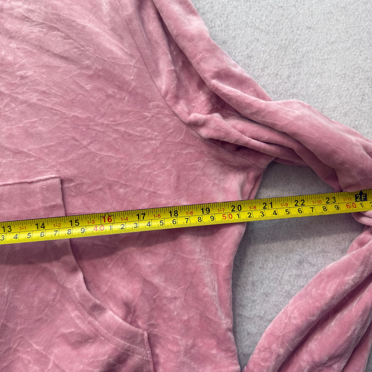 Juicy Couture Women's Pink Velour Zip-Up Cropped Hoodie Rhinestone Logo Size 2XL