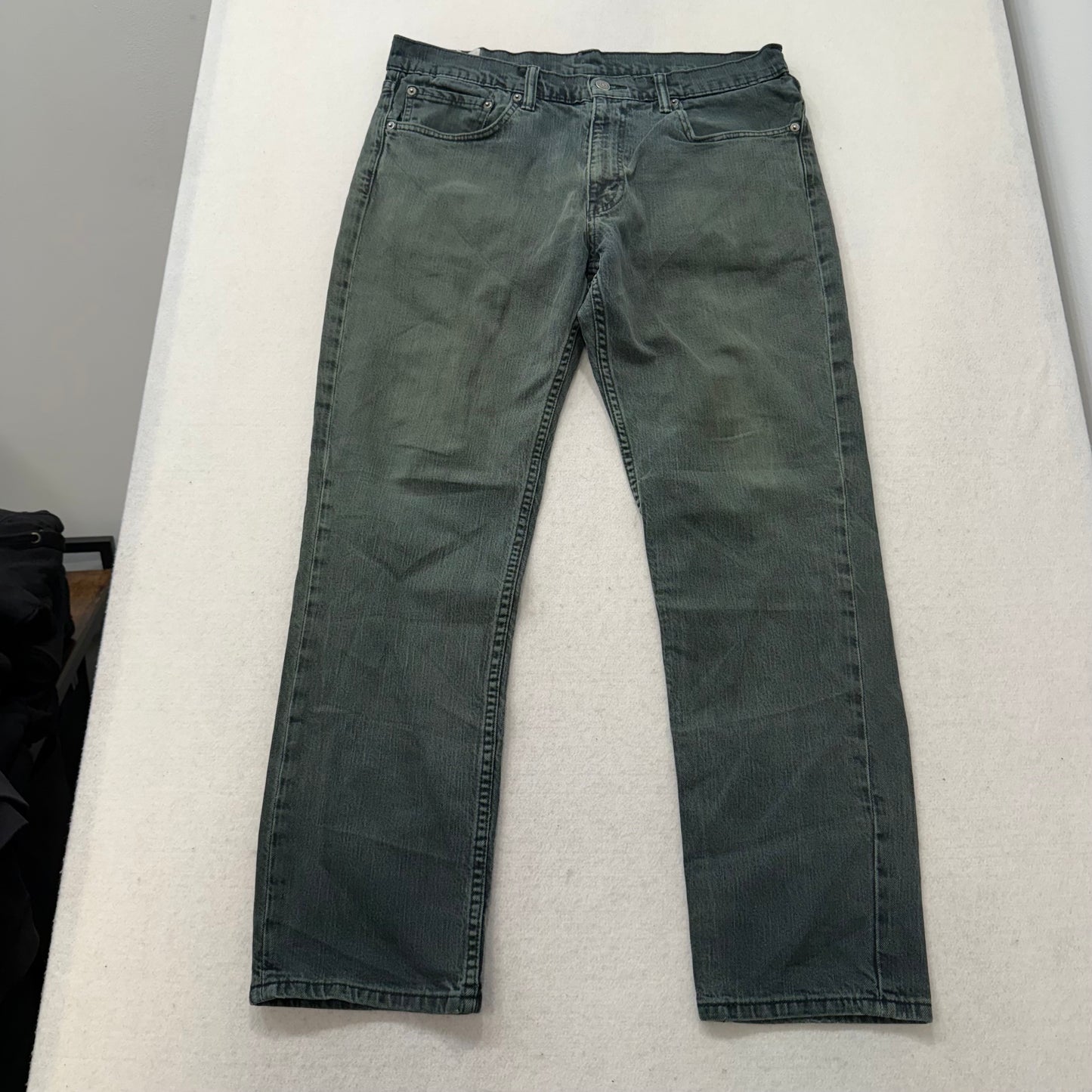 Levi's Men's Forest Green Straight Denim Jeans Pockets Classic Mid-Rise Size 34