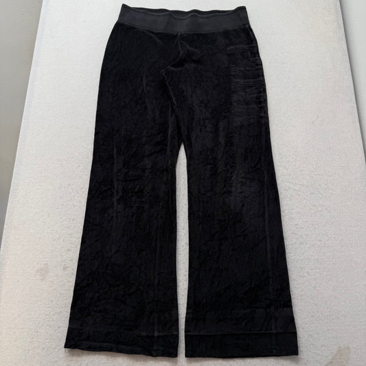 PINK Victoria’s Secret Women Black Velour Flared Track Pant Elastic Waist Size M