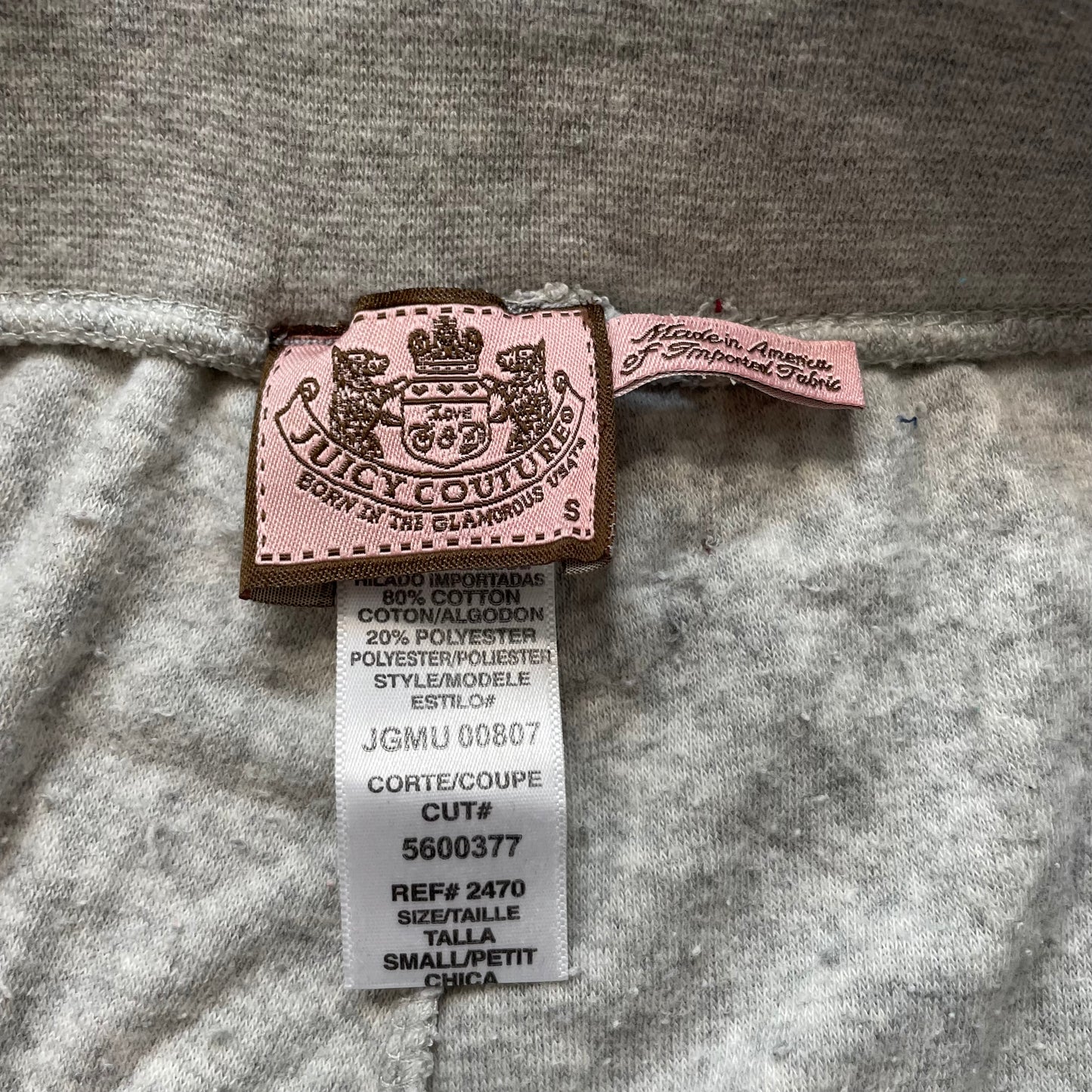 Vintage Juicy Couture Women's Heather Gray Terry Cloth Flared Track Pant Size S