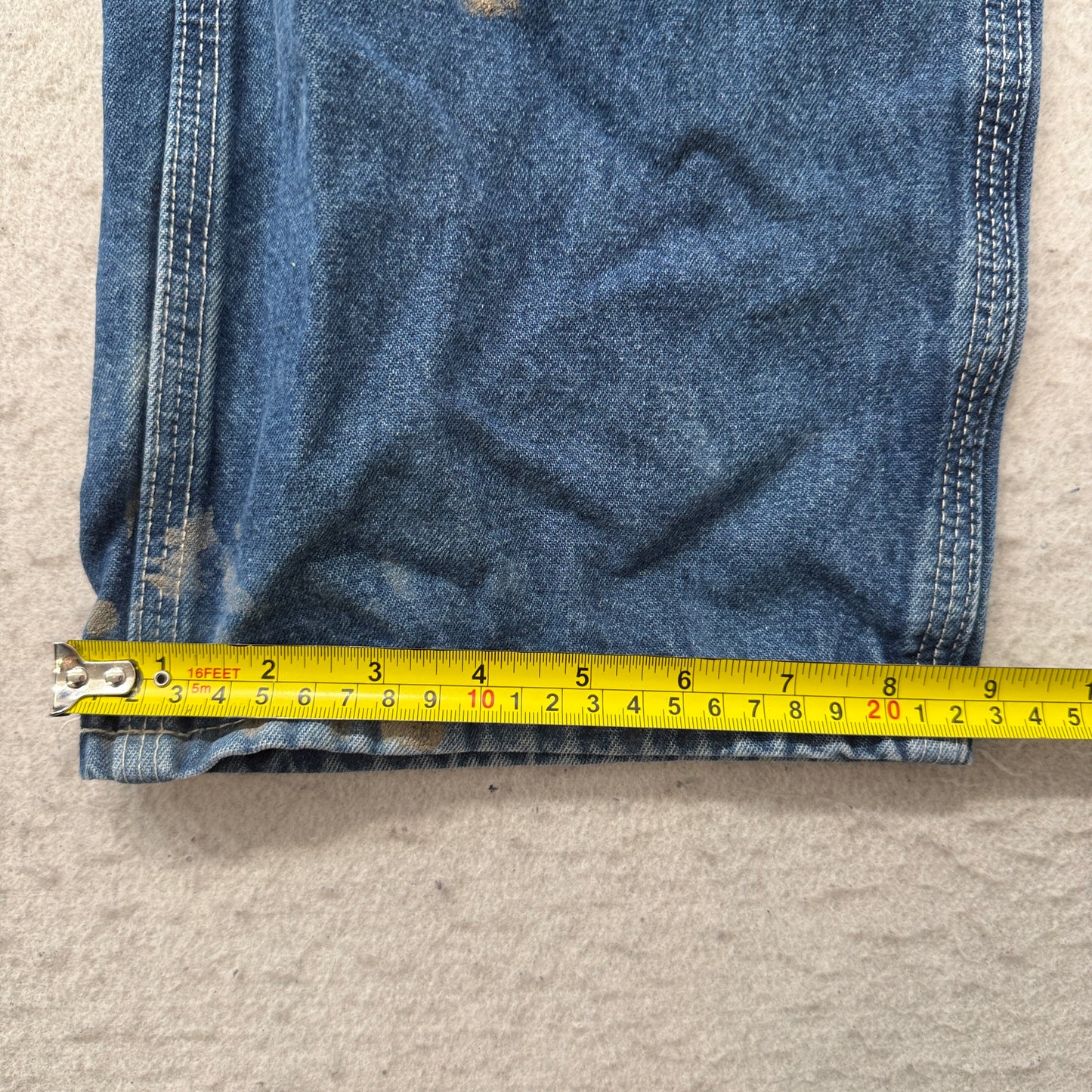 Carhartt Men's Blue Denim Carpenter Jeans Dungaree Fit Pockets Logo Size 36x32