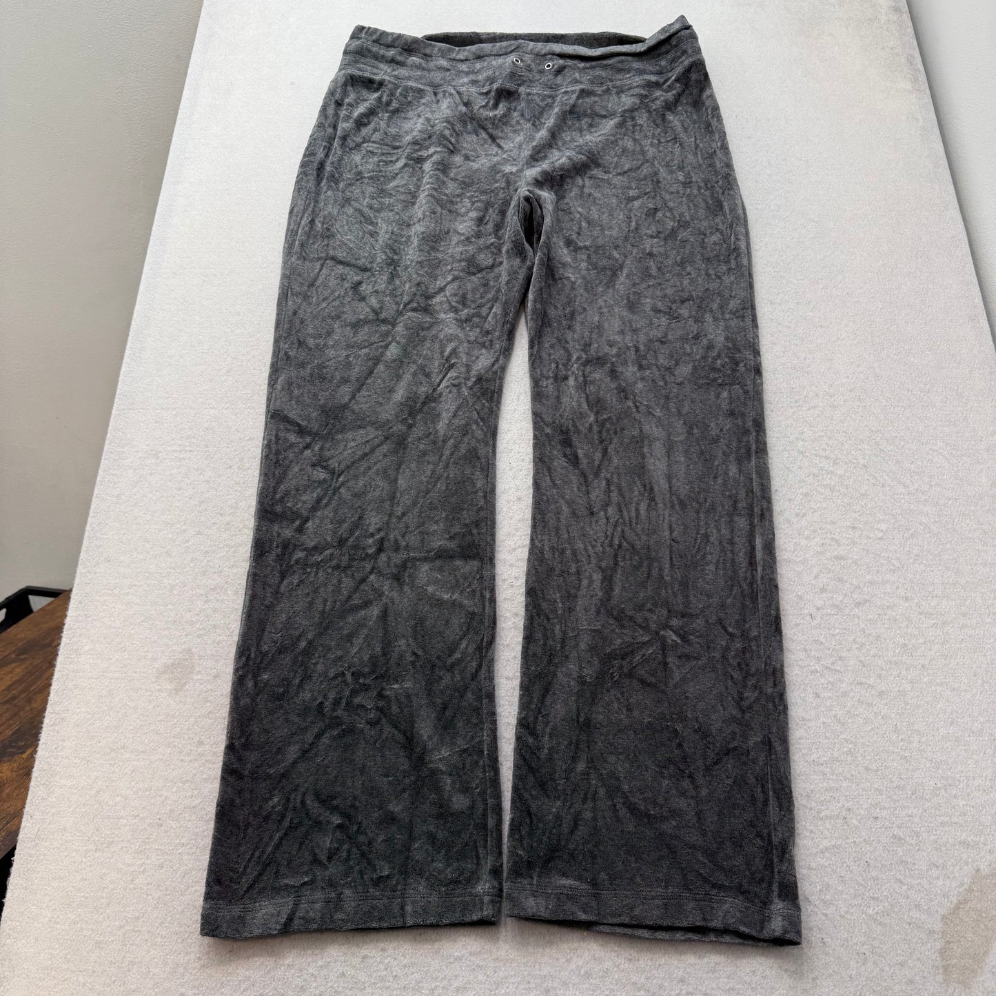 Vintage Juicy Couture Women's Charcoal Gray Velour Tracksuit Set Y2k Size L/XL