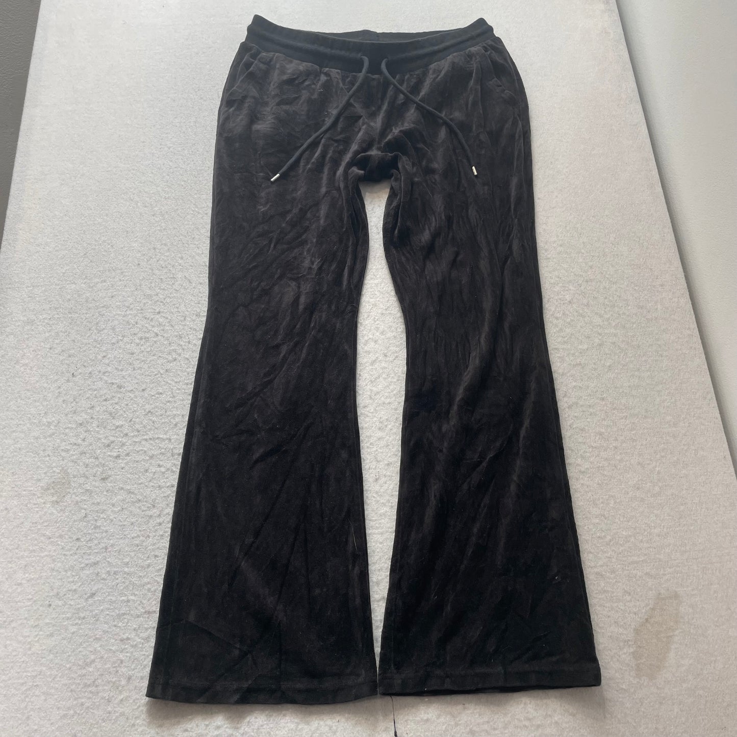 Vintage Juicy Couture Women's Black Velour Tracksuit Set Mock Neck Jacket & Pants L
