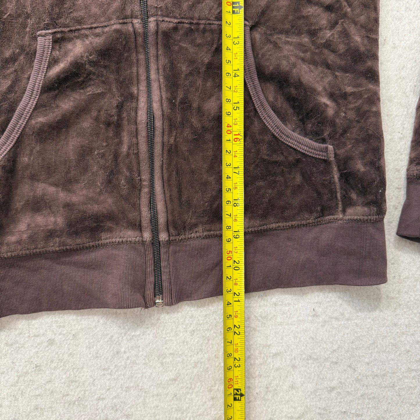Juicy Couture Womens Dark Brown Velour Tracksuit Set Hoodie & Pant Logo Size M/L