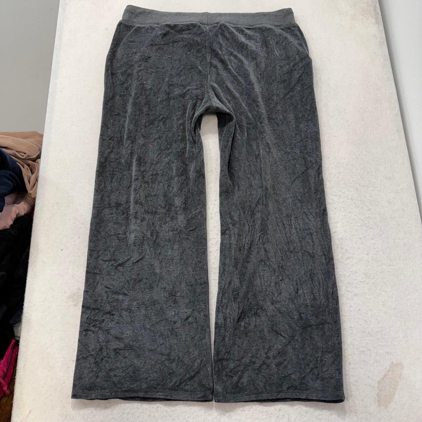 Juicy Couture Women Charcoal Grey Velour Tracksuit Set Hoodie & Pant Y2k Size XL