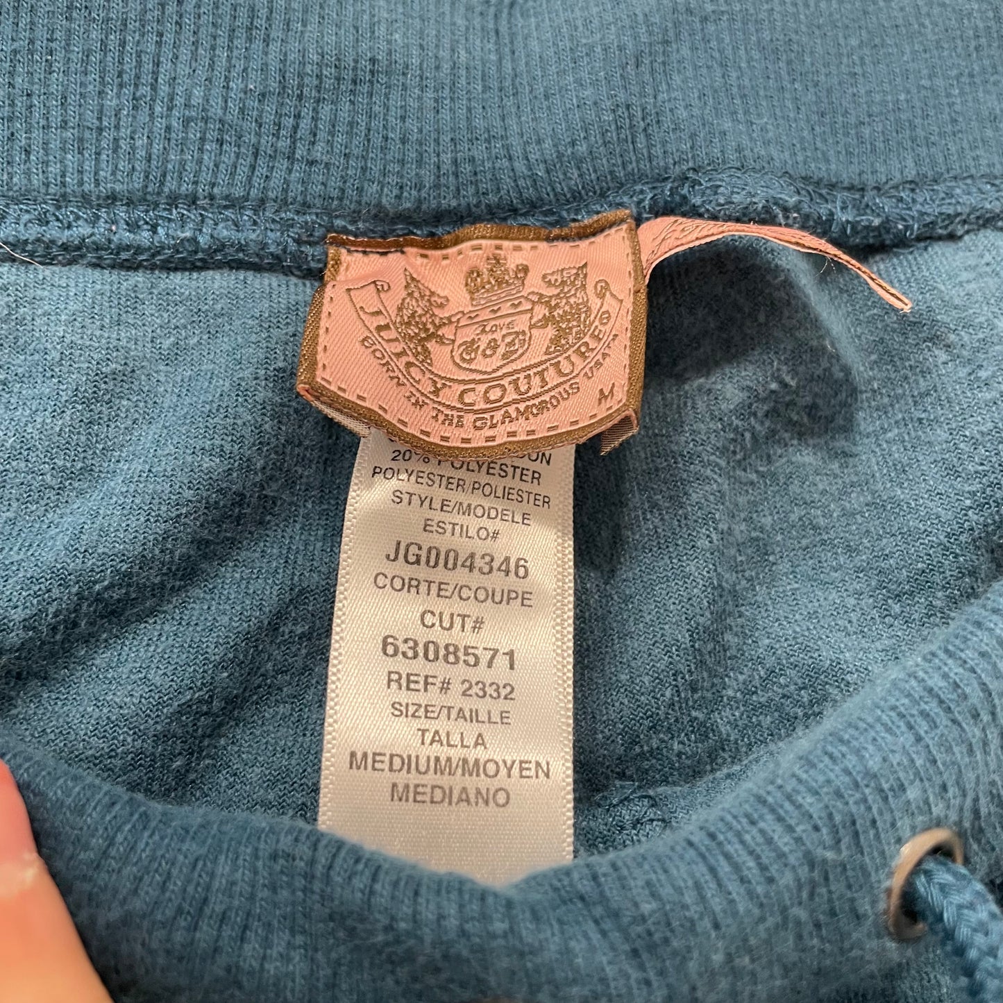 Juicy Couture Women's Teal Velour Flare Leg Track Pant Drawstring Pockets Size M
