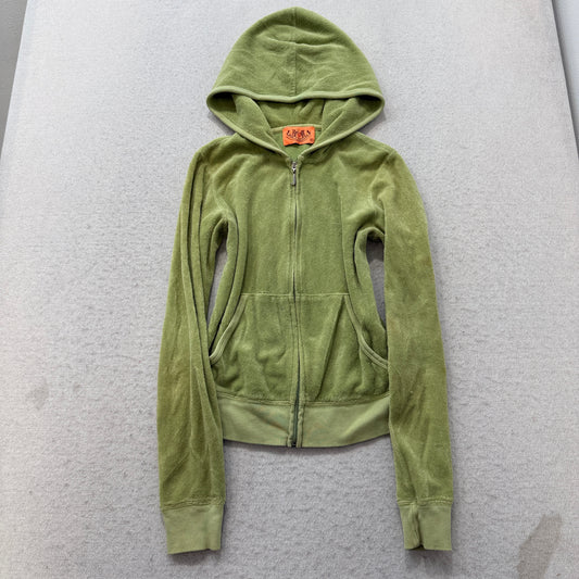 2003 Vtg Juicy Couture Scottie Dogs Womens Light Olive Terry Cloth Hoodie Size S