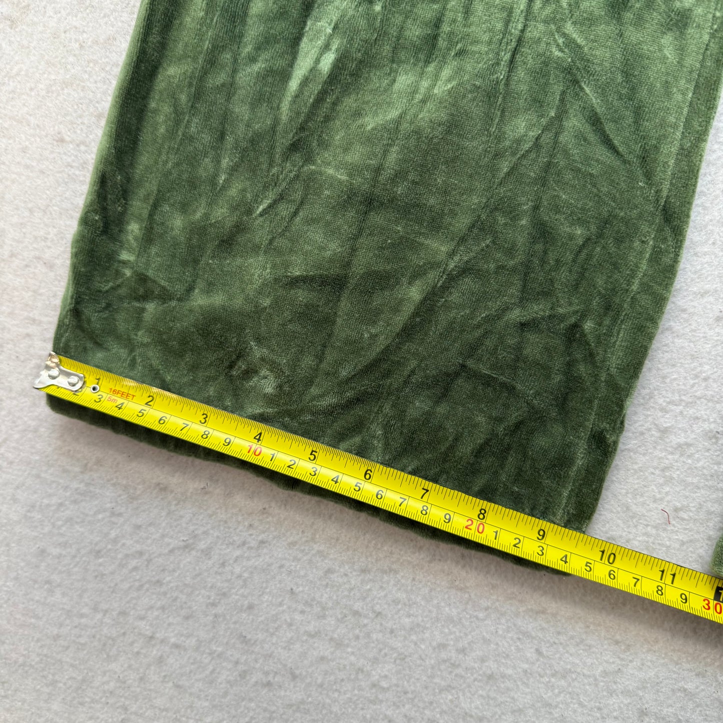 Vintage Juicy Couture Women's Green Velour Flared Track Pants Drawstring Size L