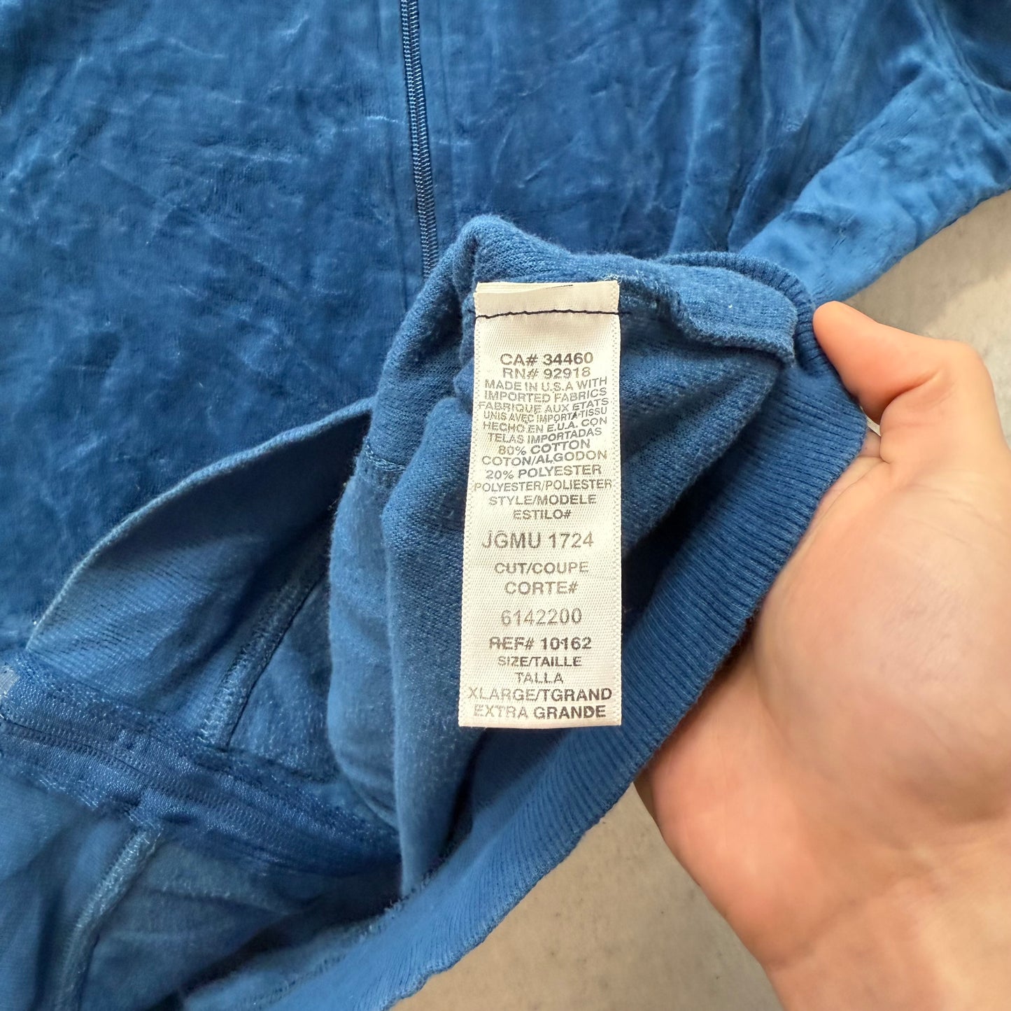 Juicy Couture Women's Blue Velour Full Zip Track Jacket Loungewear Y2k Size XL