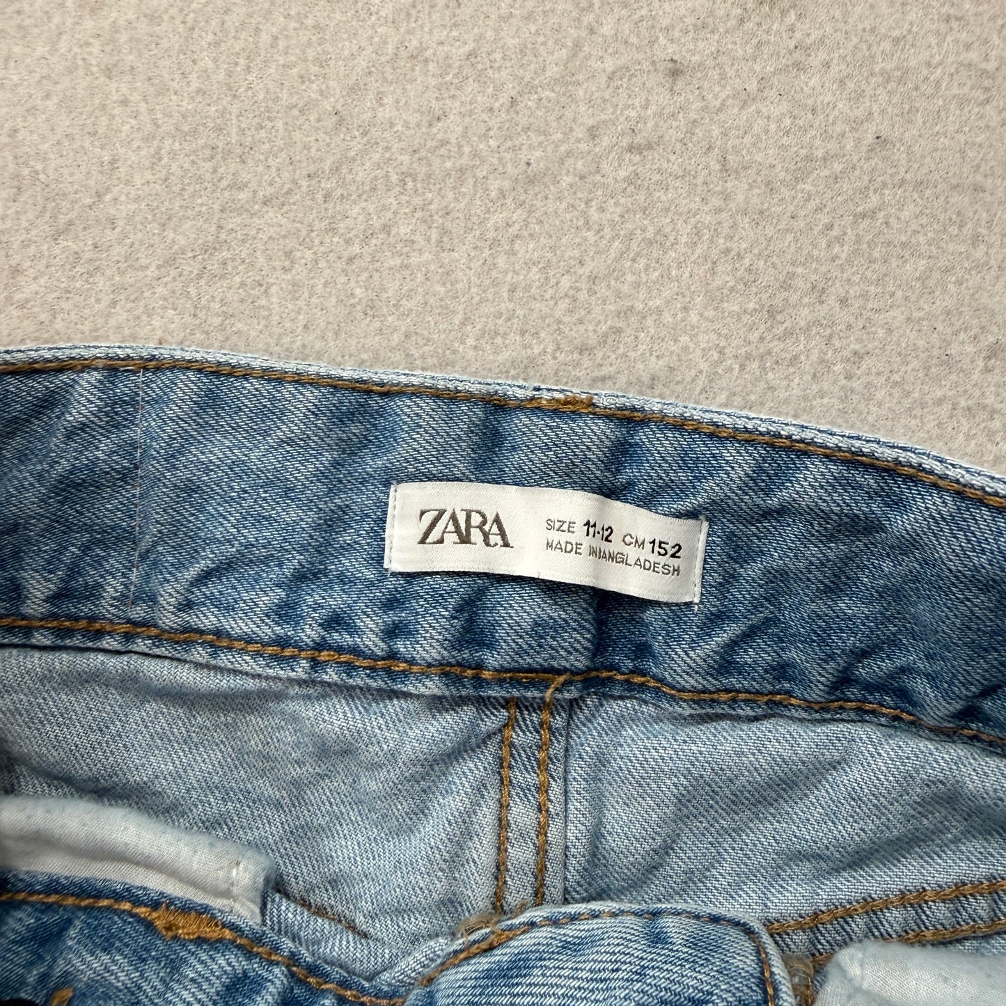Zara Girl's Blue Regular Fit Wide Leg Denim Jeans Distressed Pocket Size 11-12