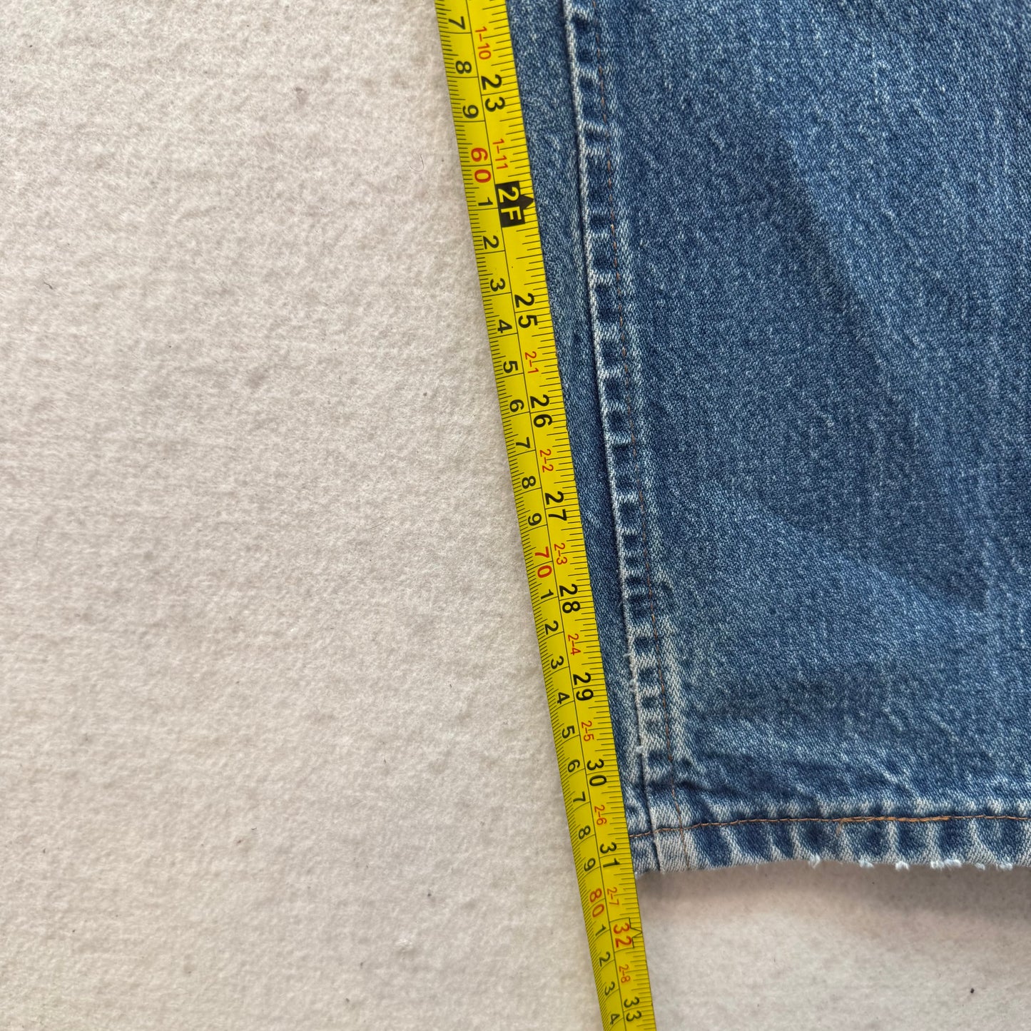 Wrangler 47MWZ Men's Blue Denim Jeans Medium Wash Distressed Regular Fit Size 36