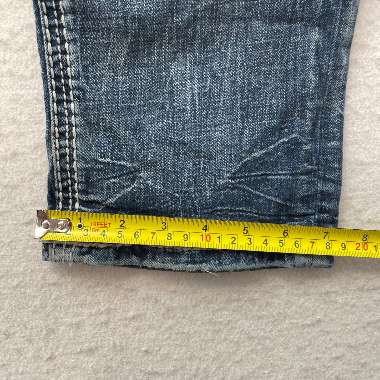 Rock Revival Joe Men's Blue Slim Straight Jeans Embroidered Flap Pockets Size 32