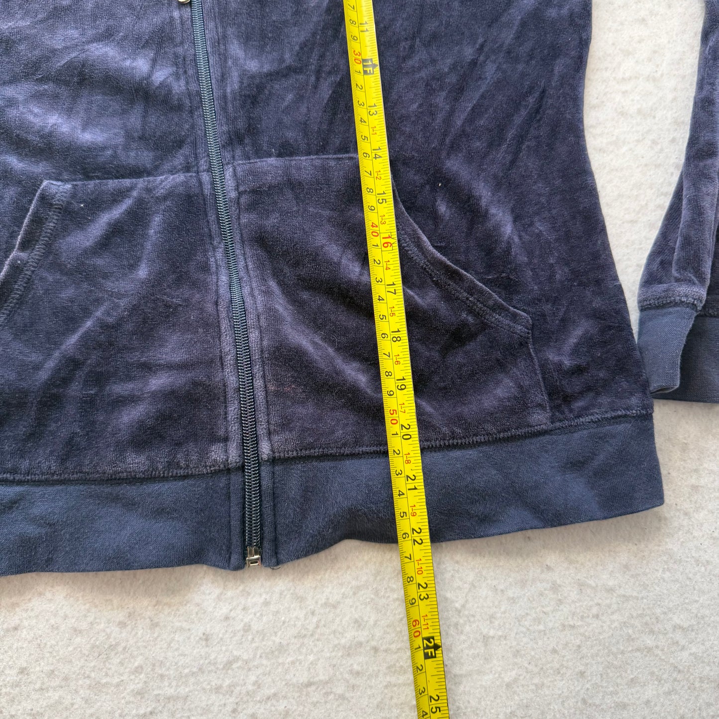 Vintage Juicy Couture Women's Navy Velour Full Zip Track Jacket Dog Logo Size L