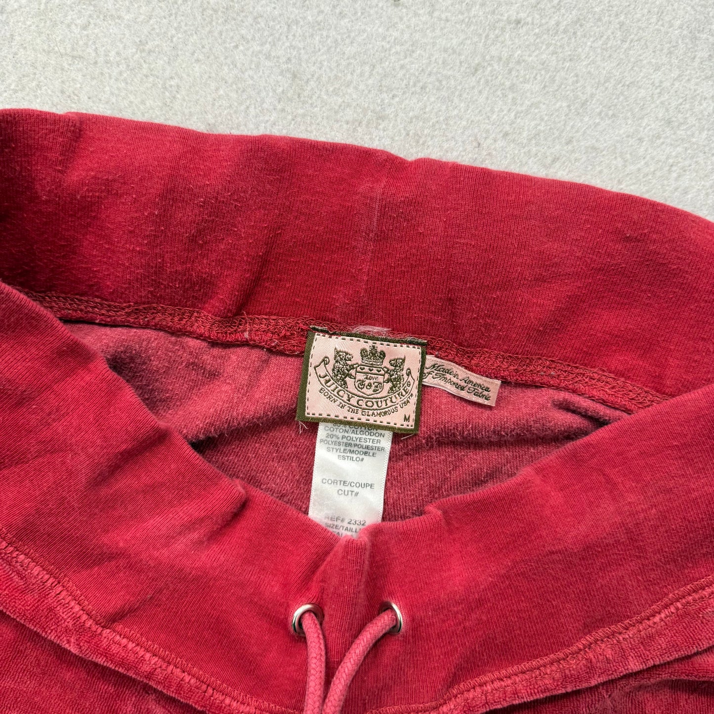 Juicy Couture Women's Red Velour Flared Track Pants Loungewear Drawstring Size M