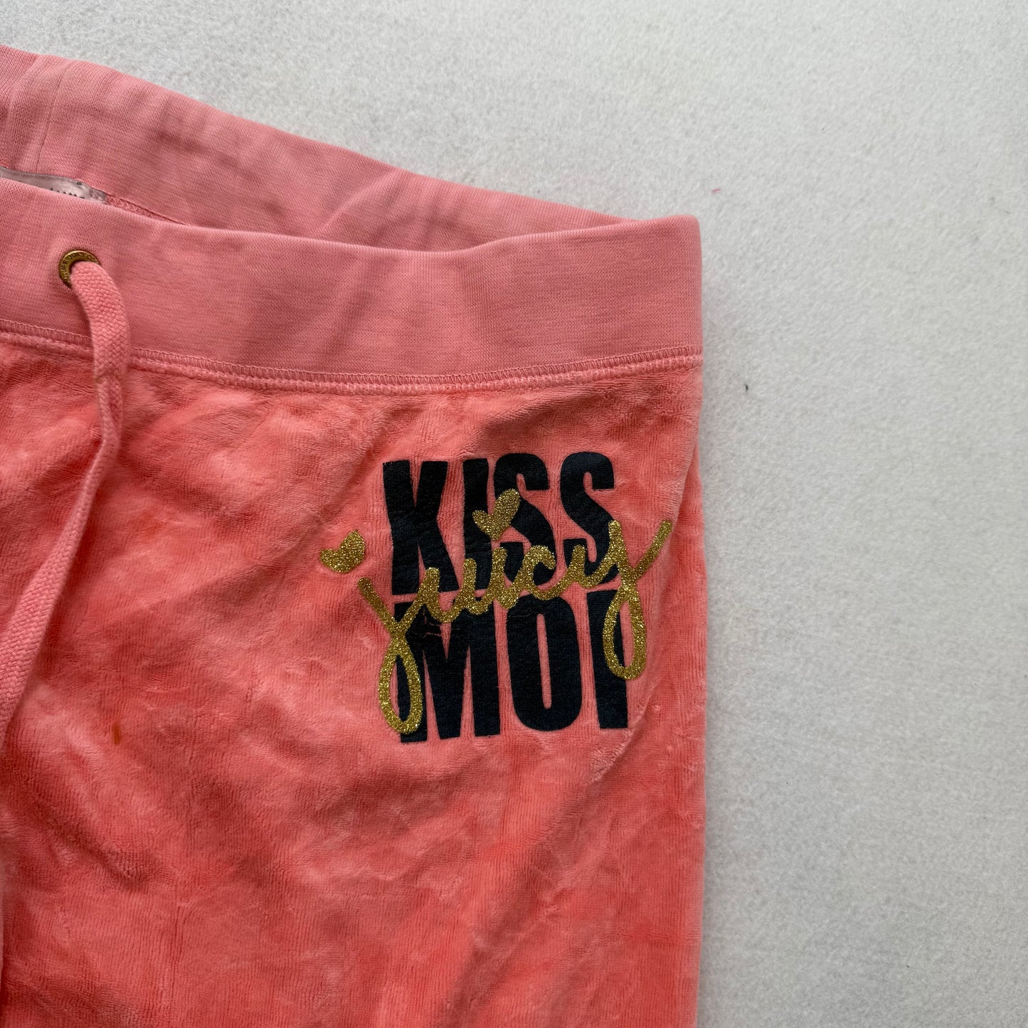 Juicy Couture Kiss Moi Juicy Womens Peach Velour Flared Track Pant Casual Size L