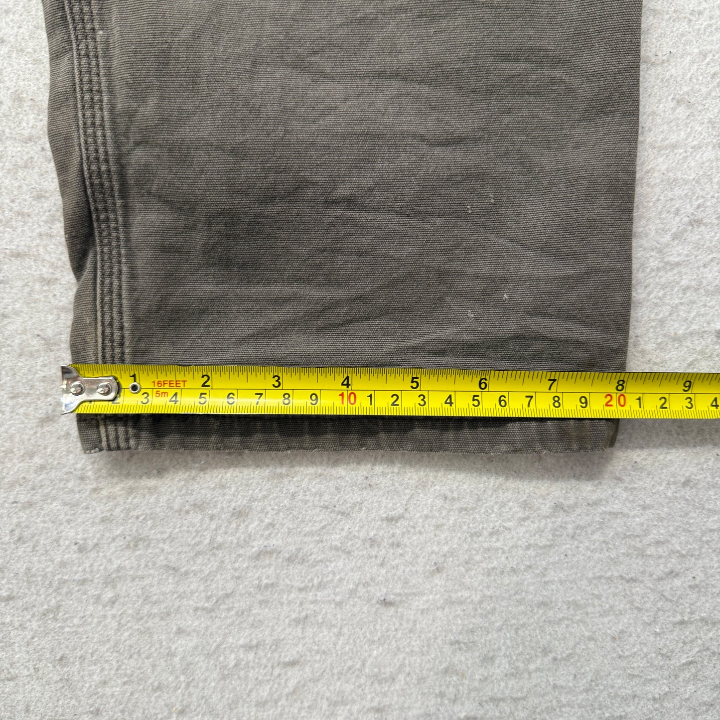 Carhartt Men Olive Canvas Carpenter Pants Relaxed Fit Pockets Classic Size 34x32