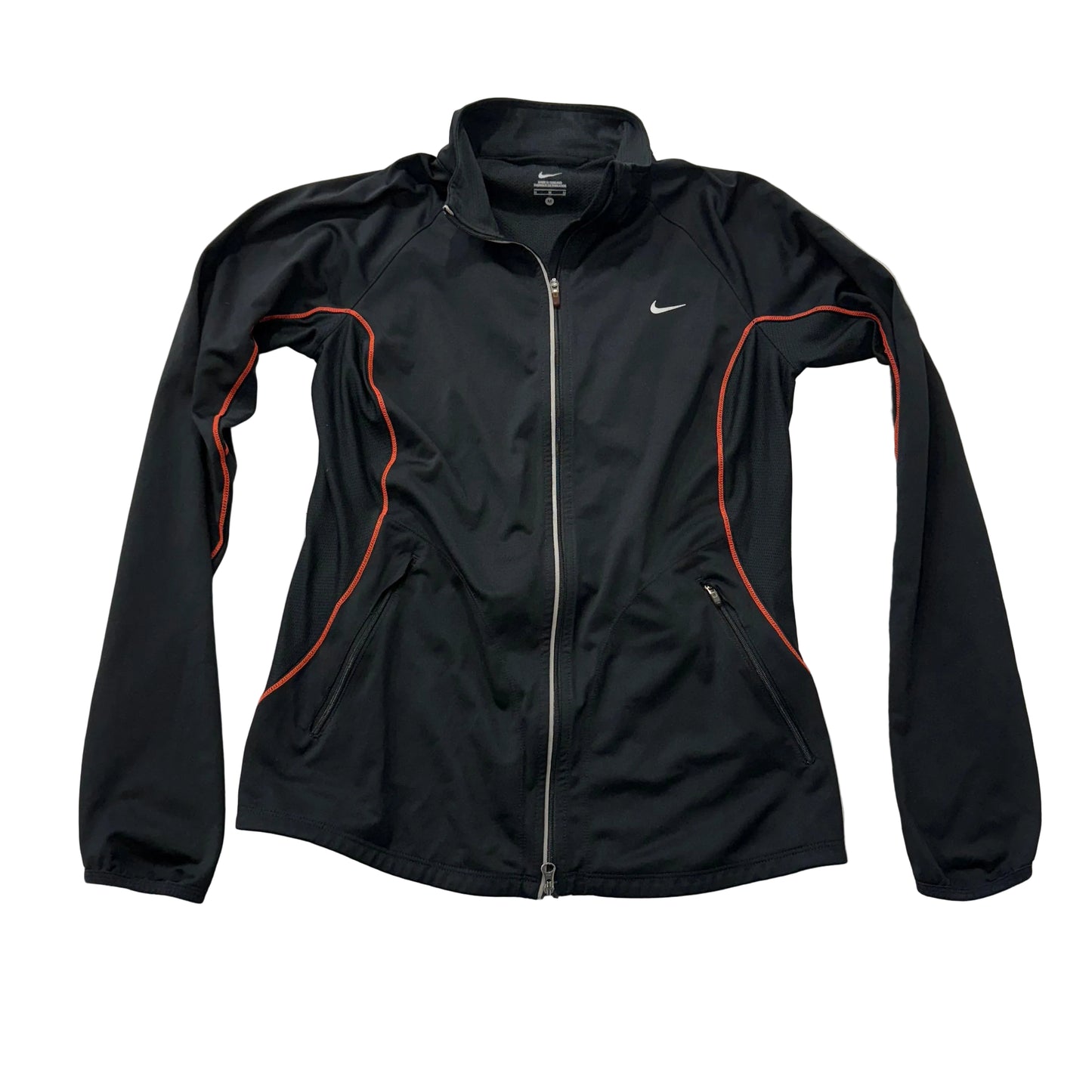 Nike Women's Black Full Zip Track Jacket Zippered Side Pocket Performance Size M