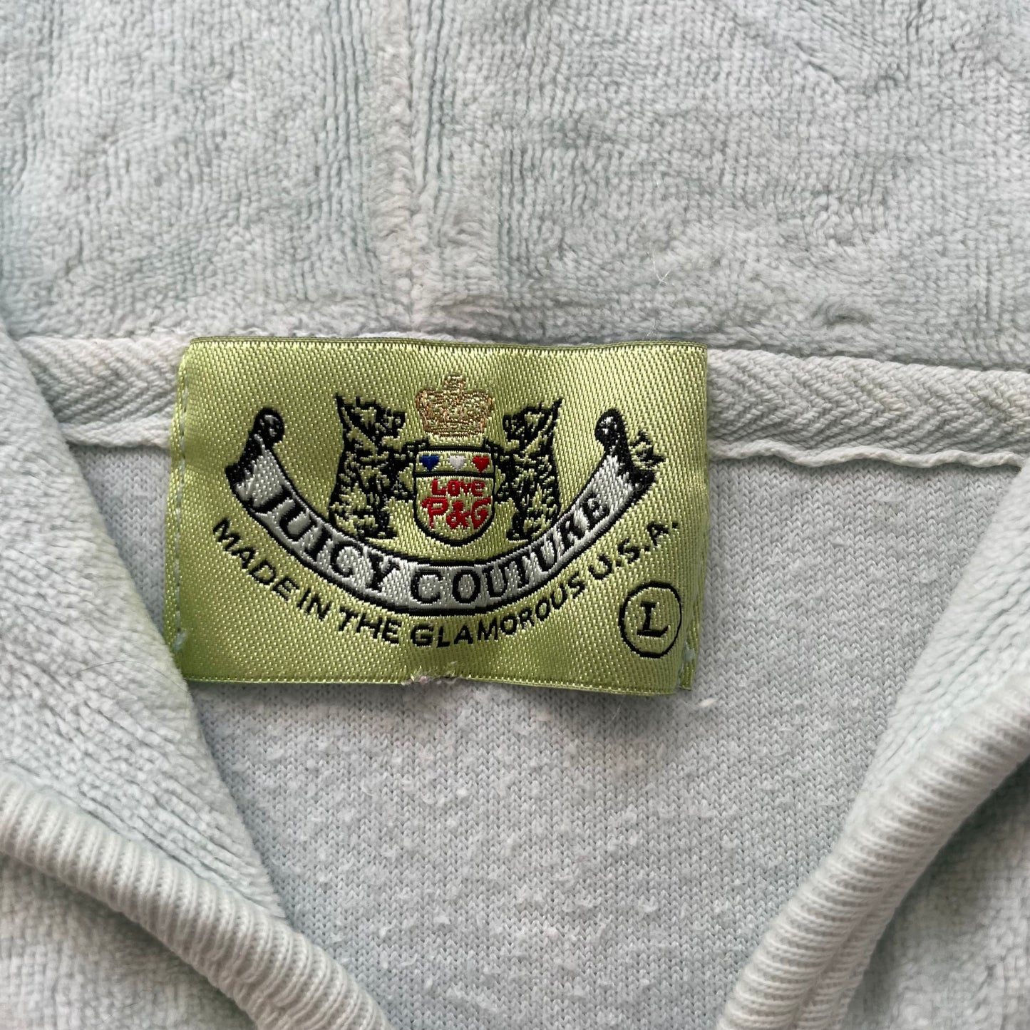 2003 Vintage Juicy Couture Women's Light Sage Green Velour Zip-Up Hoodie Size L