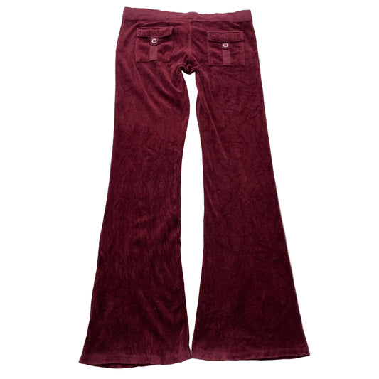 2003 Vintage Juicy Couture Women's Burgundy Velour Flared Leg Track Pant Size S