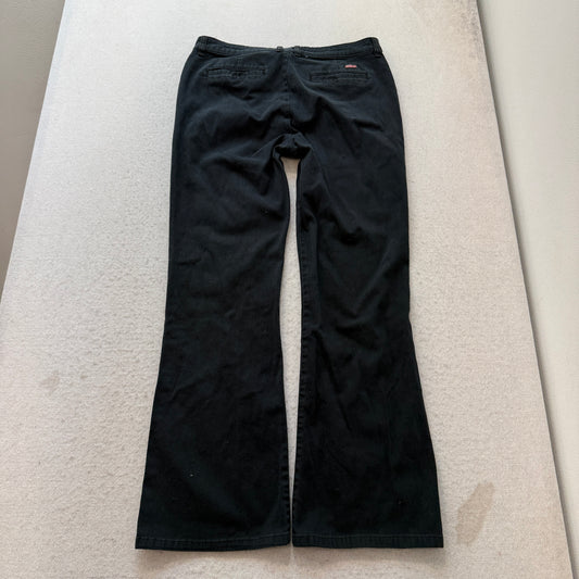 Genuine Dickies Women's Black Flared Leg Denim Jeans Pocket Casual Logo Size W32