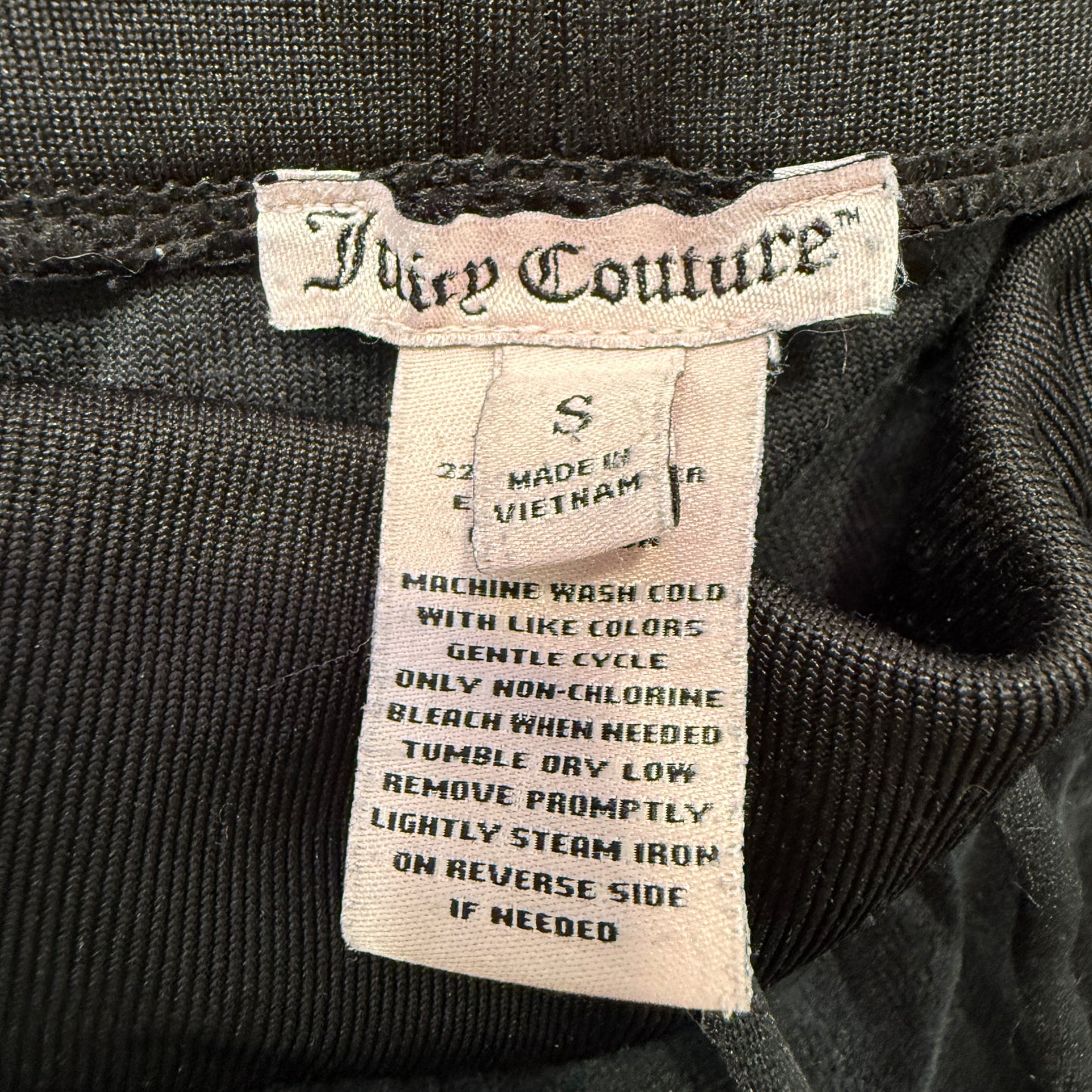 Juicy Couture Women's Black Velour Jogger Pants Elastic Waistband Drawstring - S
