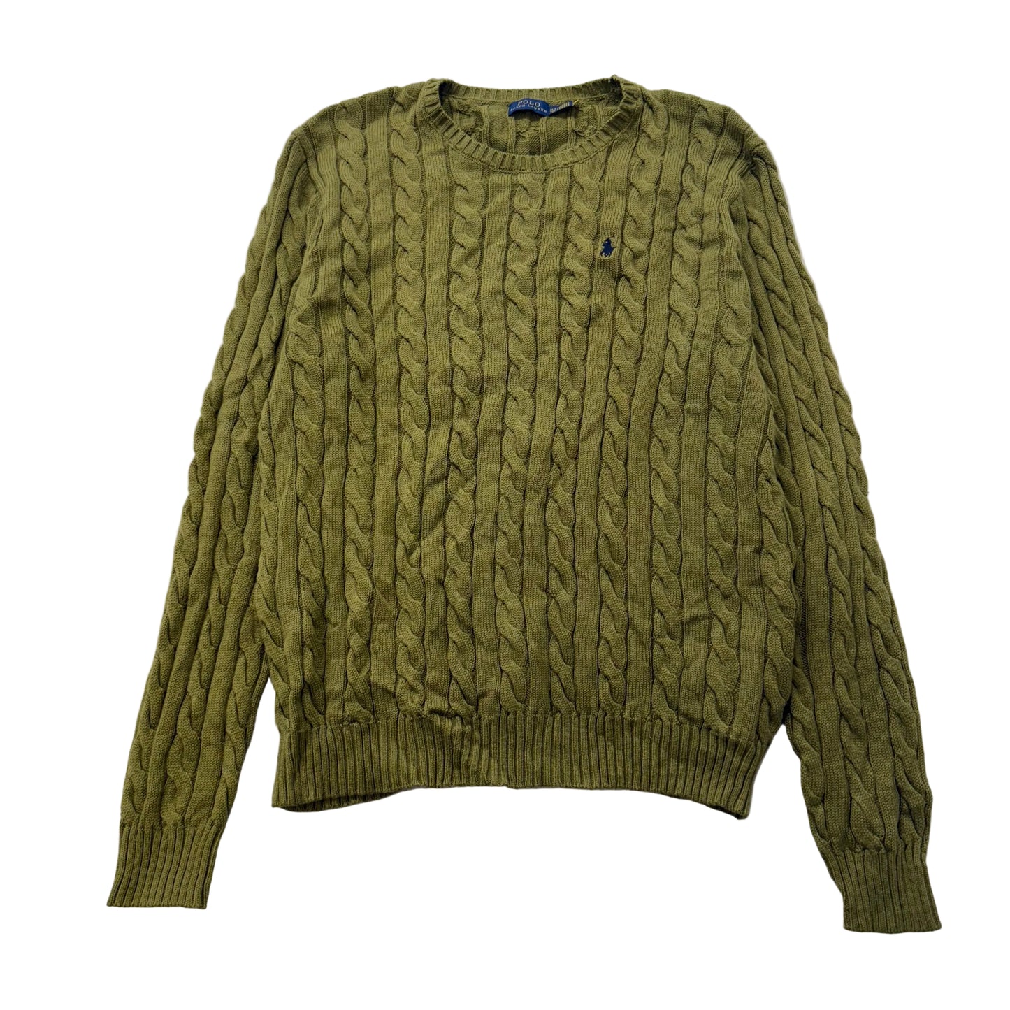 Polo Ralph Lauren Mens Olive Green Cable-Knit Sweater Heritage Style Size XL NWT