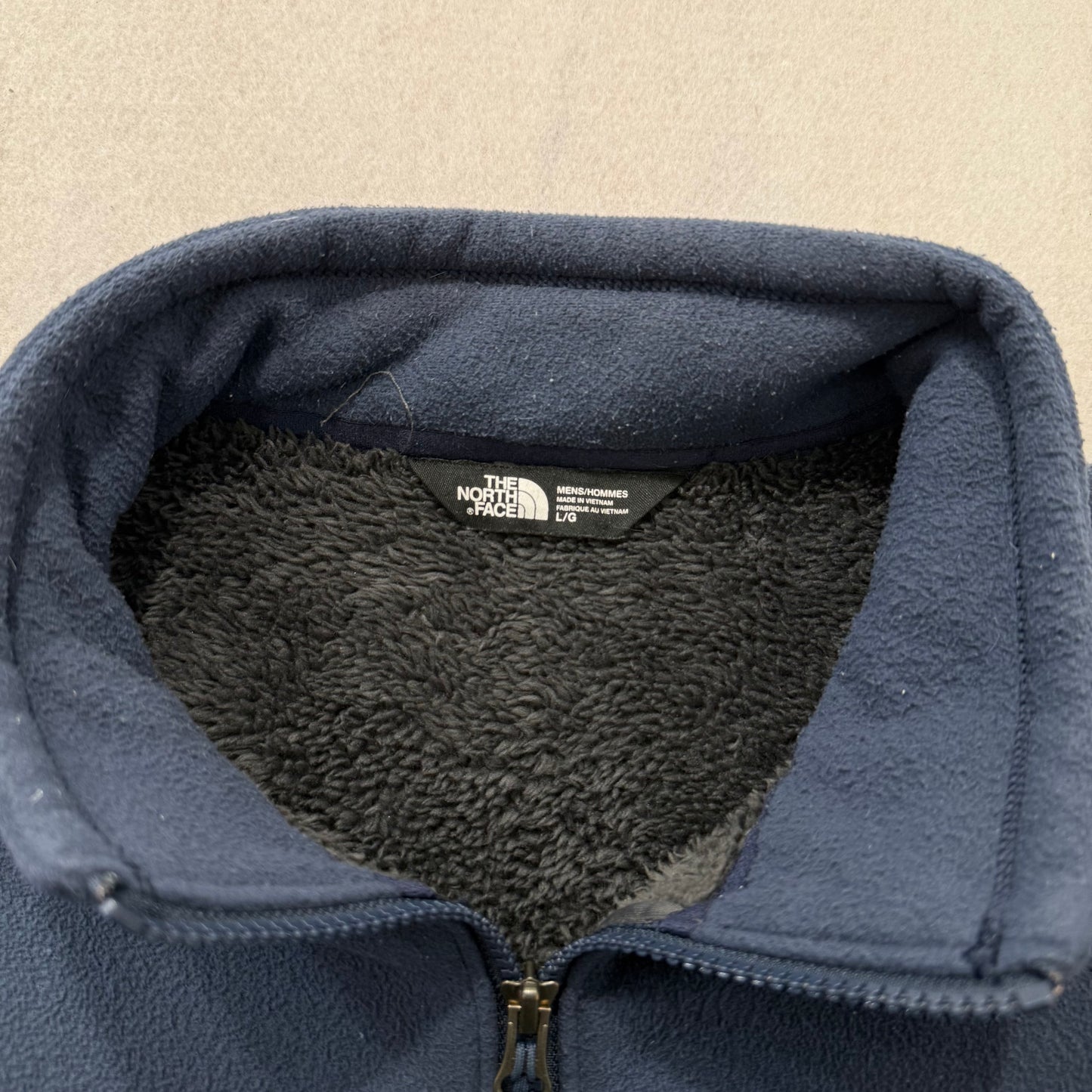 The North Face Navy Blue Full Zip Fleece Jacket Zip Pockets Size L